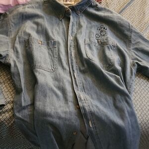 Disney Blue Denim Shirt with Embroidered Mickey